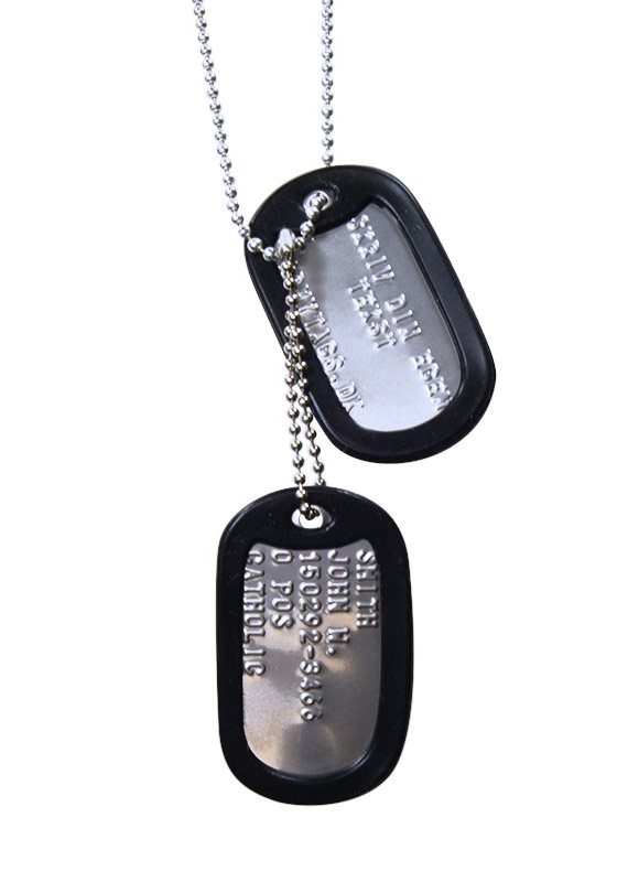 Lasergraverede dogtags med kæde og silencer fra Armytags